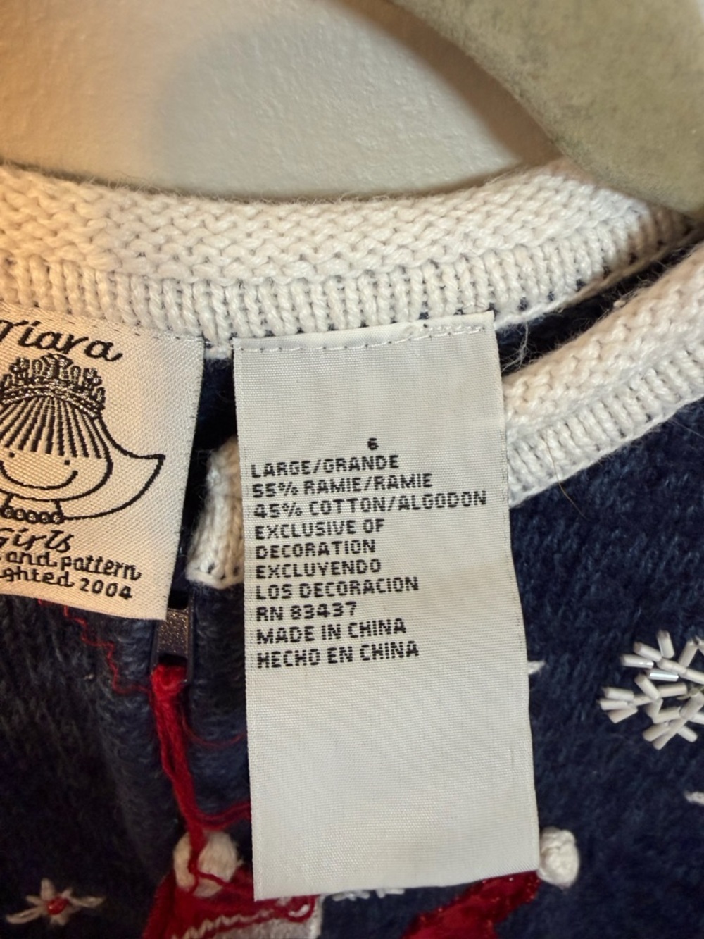 Tiara Girls Kids Festive Snowman Zip Front Cardigan Sweater - Navy Blue - Picture 5 of 6